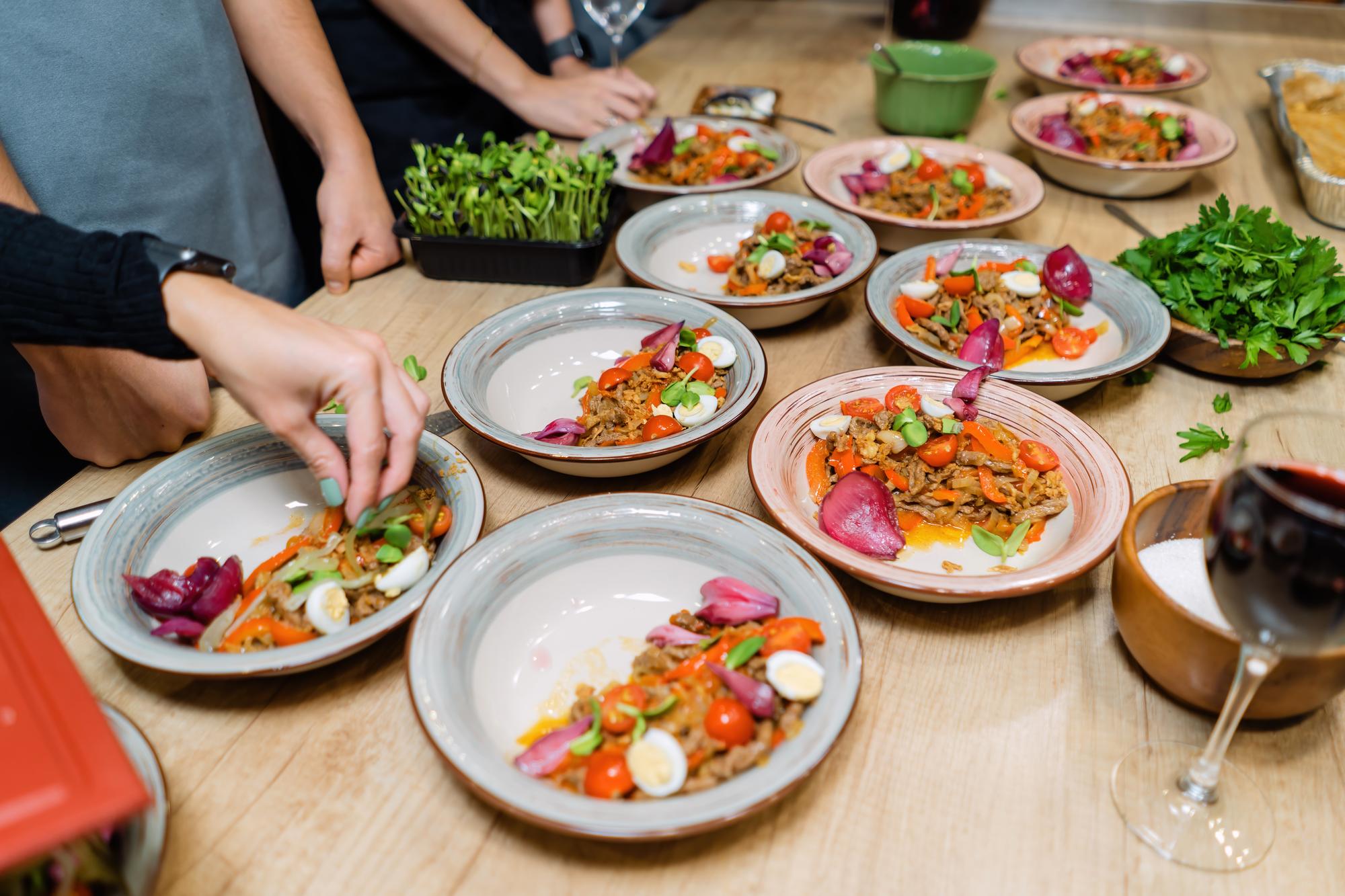 Set of plated dishes from a class